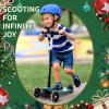 imageBesrey Kick Scooter for Kids Ages 310 3Wheel Folding Scooter with Adjustable Height LED Light Wheels Extra Wide Deck for Outdoor ActivitiesDark Green