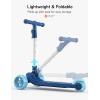 imageBesrey Kick Scooter for Kids Ages 310 3Wheel Folding Scooter with Adjustable Height LED Light Wheels Extra Wide Deck for Outdoor ActivitiesLight Blue