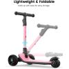 imageBesrey Kick Scooter for Kids Ages 310 3Wheel Folding Scooter with Adjustable Height LED Light Wheels Extra Wide Deck for Outdoor ActivitiesLight Pink