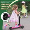 imageBesrey Kick Scooter for Kids Ages 310 3Wheel Folding Scooter with Adjustable Height LED Light Wheels Extra Wide Deck for Outdoor ActivitiesPink