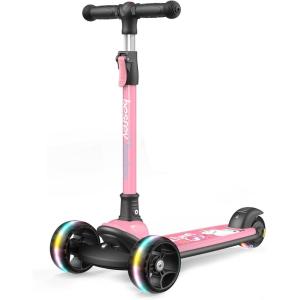 imageBesrey Kick Scooter for Kids Ages 310 3Wheel Folding Scooter with Adjustable Height LED Light Wheels Extra Wide Deck for Outdoor ActivitiesLight Pink