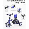 imagebesrey Toddler Bike 13 Years OldToddler Tricycle with Spare Wheel5 in 1 Kids Trike with Push HandleBackrest and Safety BeltBalance Bike 1 Year OldBirthday Gift and Toy for Boys and GirlsDark Blue