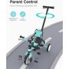 imagebesrey Toddler Bike 13 Years OldToddler Tricycle with Spare Wheel5 in 1 Kids Trike with Push HandleBackrest and Safety BeltBalance Bike 1 Year OldBirthday Gift and Toy for Boys and GirlsGreen