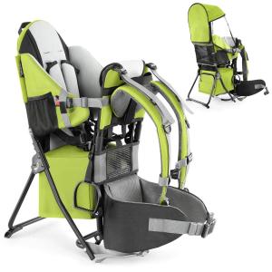 imagebesrey Baby Backpack Carrier Toddler Hiking Backpack with Safety 3Height Seat Adjustable StrapsampWaist Belt Foldable Frame Lightweight Large Capacity Child Carrier for Hiking Silver GreyGreen