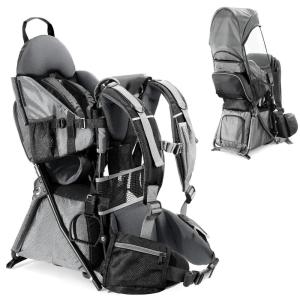 imagebesrey Baby Backpack Carrier Toddler Hiking Backpack with Safety 3Height Seat Adjustable StrapsampWaist Belt Foldable Frame Lightweight Large Capacity Child Carrier for Hiking Silver GreySilver Grey