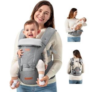 imagebesrey Ergonomic Baby Carrier with Hip Seat No Back Pain Support Breathable Mesh 6in1 Positions Newborn to Toddler Adjustable Waist Stool Carrier with Storage Pockets